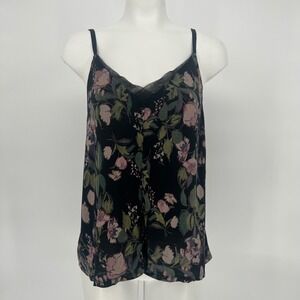 Large Dark Floral Modal Trim Cami Mesh V-Neck Indie Boho Whimsigoth Soft Grunge
